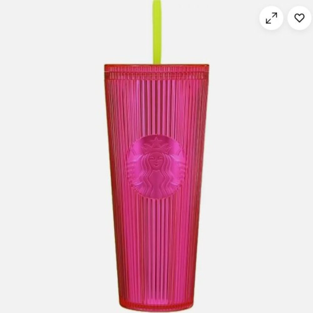 Starbucks Iridescent Pink Magenta Cold Cup Tumbler 24 oz